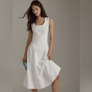 Cotton Sleeveless Scoop-Neck Midi Dress